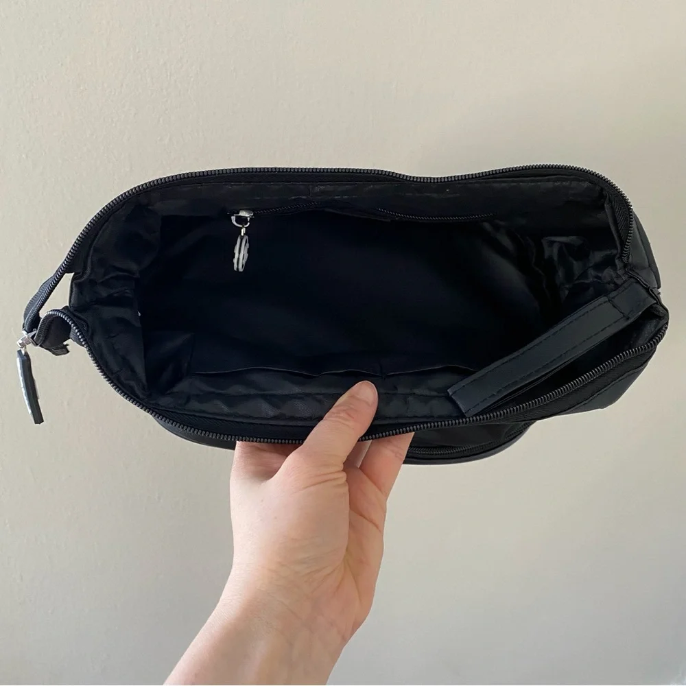 Brand New Chanel Black Nylon Large Makeup Bag/Pouch/Clutch with Wrist Strap